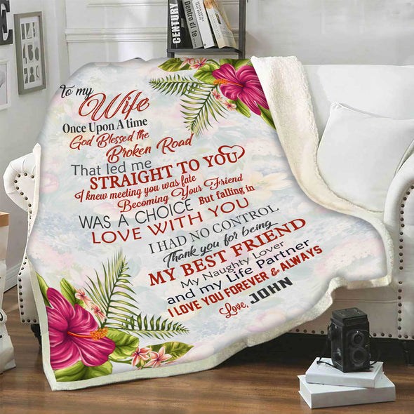 To My Wife customized Floral Blanket