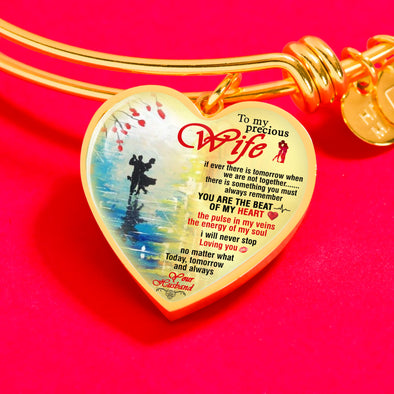 To My Precious Wife Heart Shape Bangle  **With Transparency**