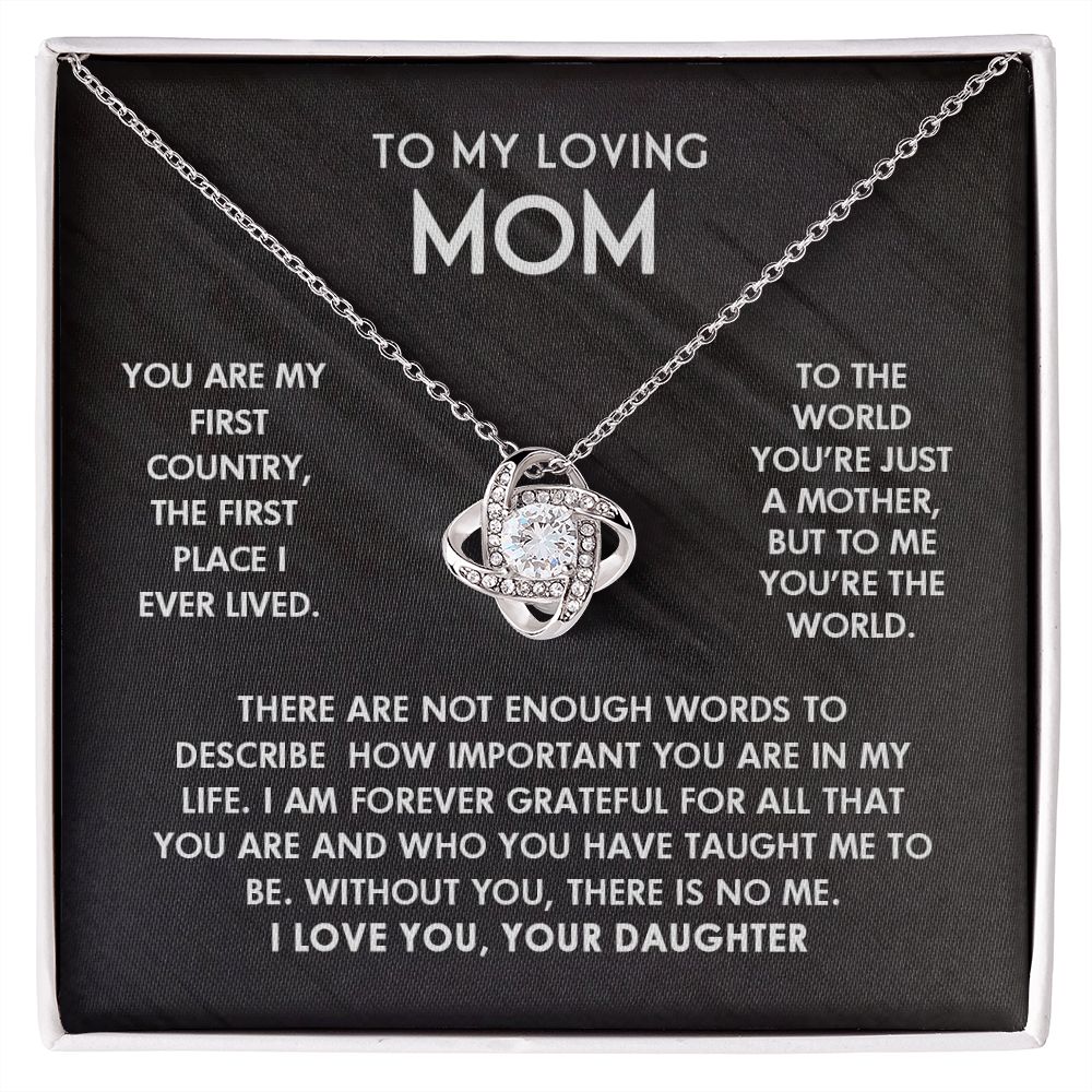 To My Loving Mom I Love You Knot Pendant For Mother's Day Gift From Daughter