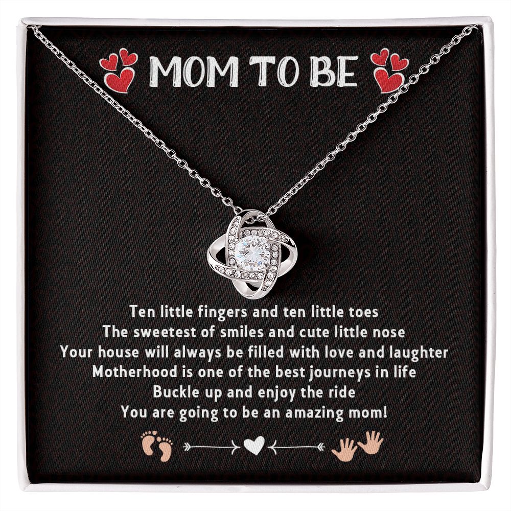 LOVE KNOT NECKLACE FOR MOM TO BE, GIFT FOR NEW MOM, BIRTHDAY/MOTHER'S DAY GIFT FOR HER, NECKLACE WITH MESSAGE CARD