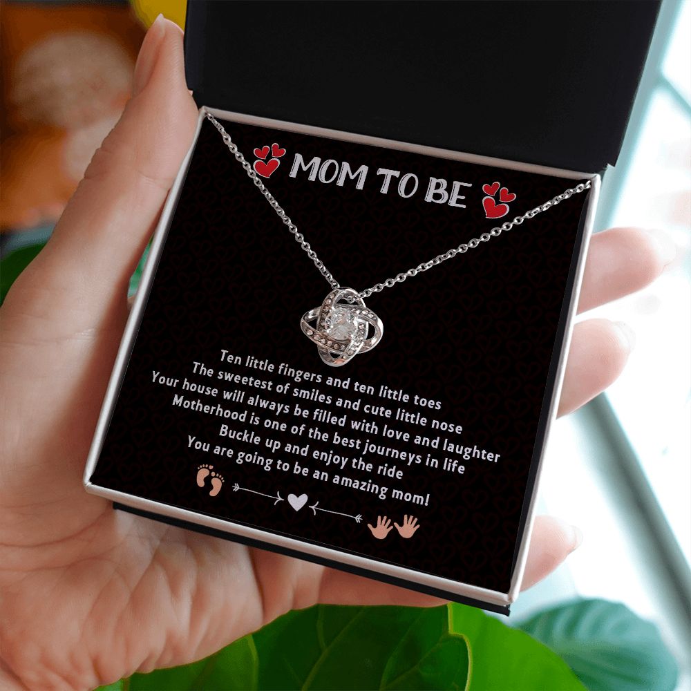 LOVE KNOT NECKLACE FOR MOM TO BE, GIFT FOR NEW MOM, BIRTHDAY/MOTHER'S DAY GIFT FOR HER, NECKLACE WITH MESSAGE CARD