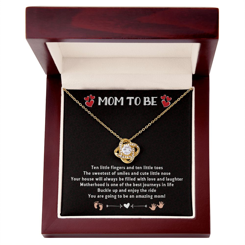 LOVE KNOT NECKLACE FOR MOM TO BE, GIFT FOR NEW MOM, BIRTHDAY/MOTHER'S DAY GIFT FOR HER, NECKLACE WITH MESSAGE CARD