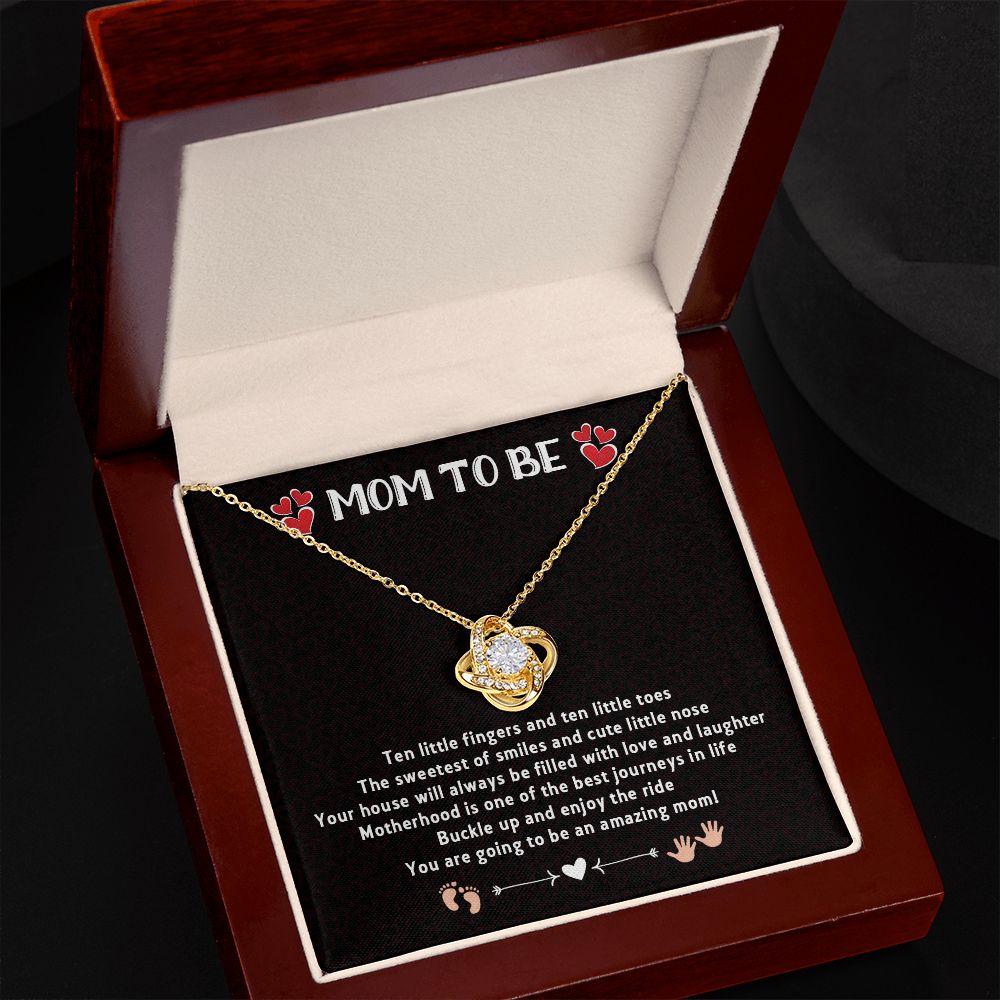 LOVE KNOT NECKLACE FOR MOM TO BE, GIFT FOR NEW MOM, BIRTHDAY/MOTHER'S DAY GIFT FOR HER, NECKLACE WITH MESSAGE CARD