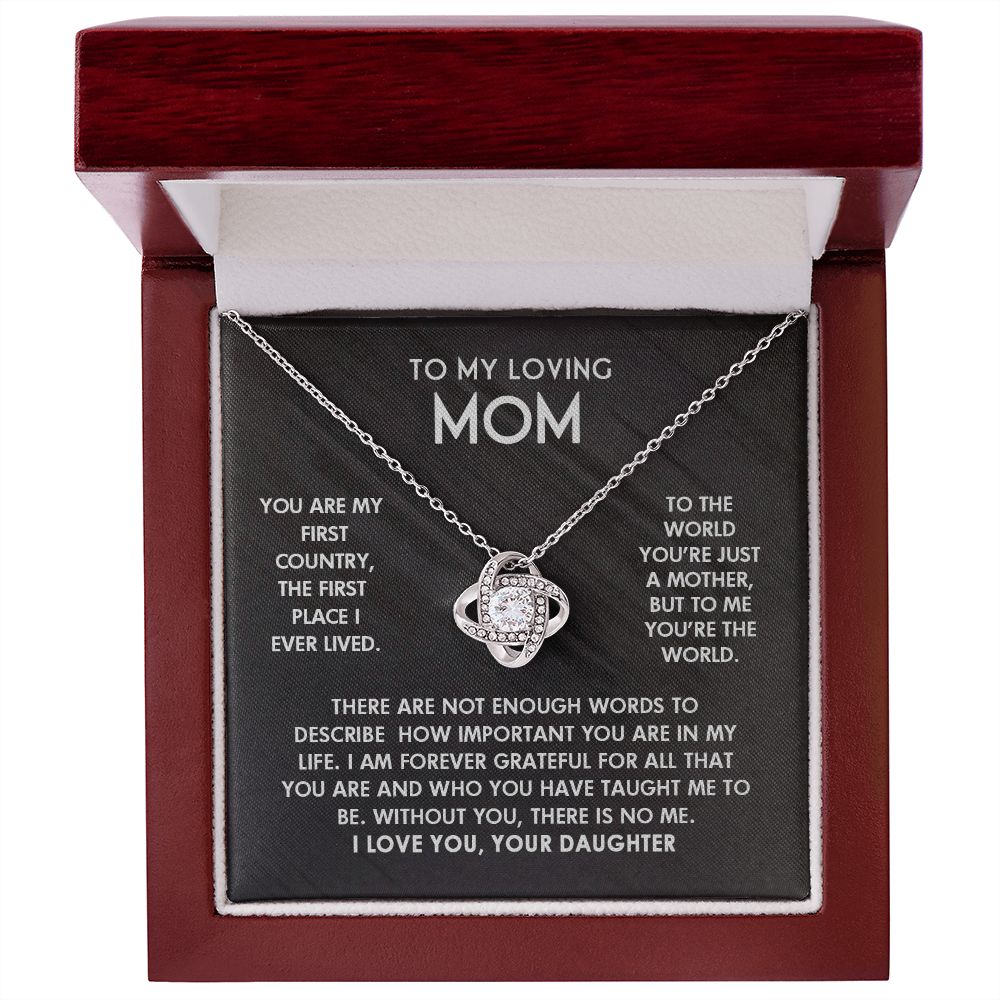 To My Loving Mom I Love You Knot Pendant For Mother's Day Gift From Daughter