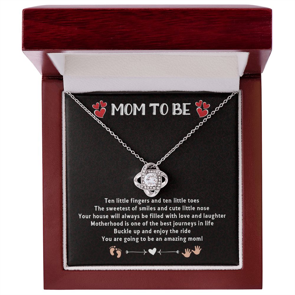 LOVE KNOT NECKLACE FOR MOM TO BE, GIFT FOR NEW MOM, BIRTHDAY/MOTHER'S DAY GIFT FOR HER, NECKLACE WITH MESSAGE CARD