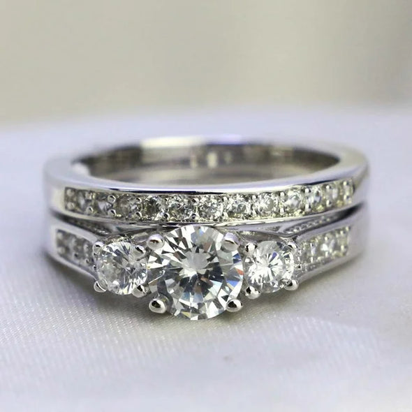 Matching Rings His and Her Rings Couple Rings Sets White Gold Plated Ring