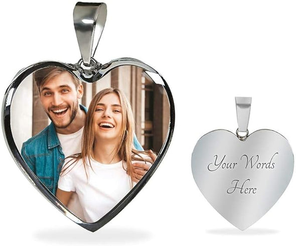 To My Soulmate, Love You Forever and Always, Custom Photo Heart Necklace With Message, Necklace for Wife, Present for Birthday, Anniversary, Christmas Gift