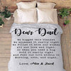 Dear Dad, Customized Blanket for Father, with Custom Daughter/Son Name, Gift for Father's Day, Birthday, Thanksgiving, Super Soft and Warm Blanket