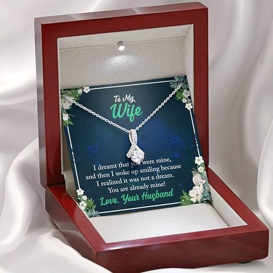 To My Wife Alluring Beauty Necklace, Silver Pendant with Message Card for Her, Gift for Wife, Necklace for Wife, Couple Collection, Jewelry for Her, To My Wife You are Already Mine