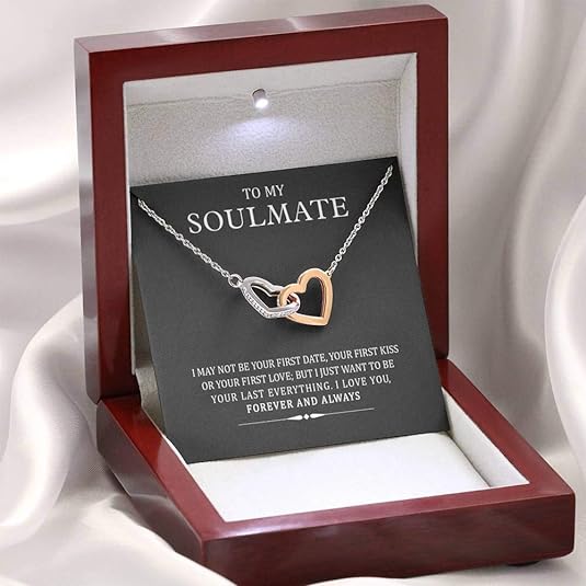 To My Soulmate/Girlfriend/Wife I Want to Be Your Last Everything, Interlocking Heart Pendant, Two Hearts Necklace, Couple Gifts, Necklace Jewelry for Her