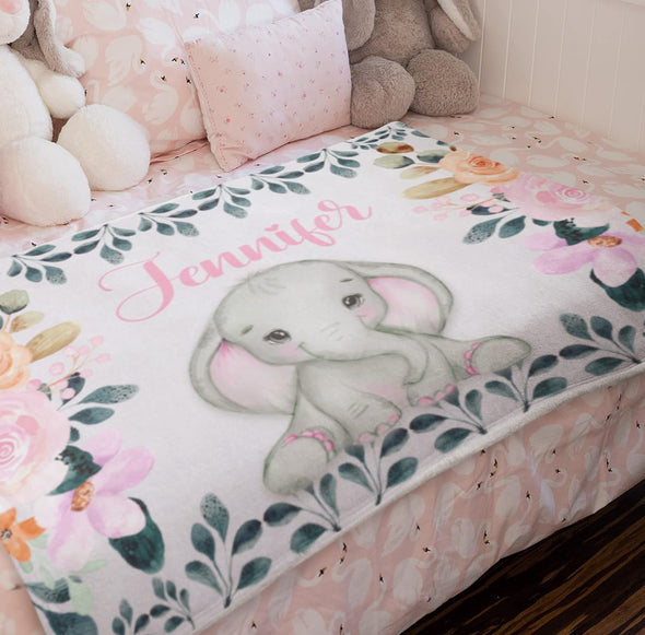 Wrap Your Little One in Love: Cute Little Elephant Custom Name Blanket - Perfect for Preschoolers, Newborns, Grandkids | Ideal for Birthdays, Children's Day | Super Soft Cozy Throw Blanket