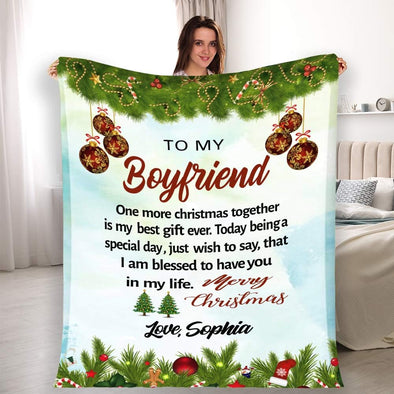 Christmas Together: Enhance Your Holiday with Personalized Couples Blankets - Super Soft and Warm - Custom Names for a Special Season