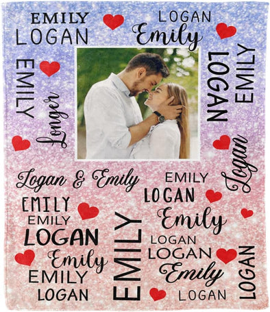 Customized Name & Photo Blanket for Couples, Husband & Wife, Gift for Valentine's Day, Anniversary, Birthday, Christmas, Couple Gift, Printed in USA