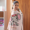 Cute Little Elephant Personalized Gift, Customized Name, for Your Kids Grandkids Toddlers, Christmas, Birthday, Children's Day, Soft Warm Bed Blanket Cozy Fleece Woven Blanket