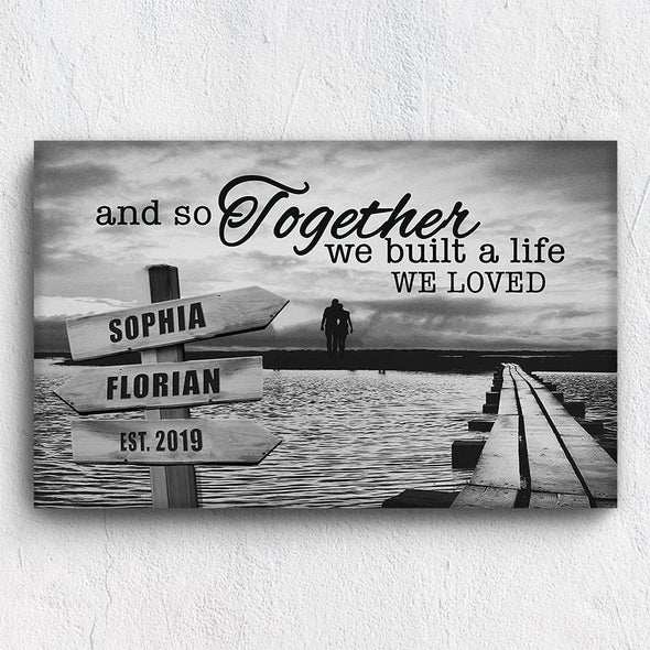 Handcrafted Personalized Couple Wall Canvas - Commemorate Your Love Journey with Unique Names and Dates! Ideal for Birthdays, Anniversaries, Valentine's Day, and Stylish Home Accentuation