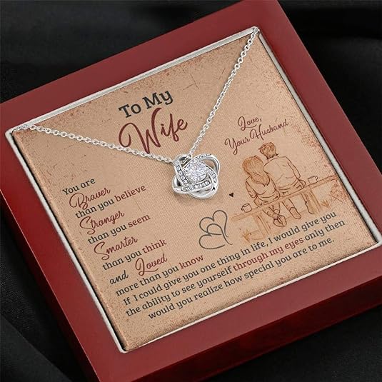 To My Wife You are Special to Me, Love Knot Pendant, Gift for Wife for Christmas, Valentine's Day, Anniversary, Necklace with Message Card, Necklace For Her