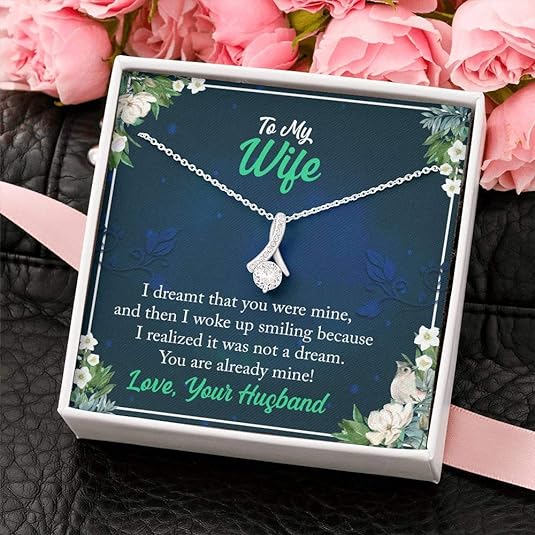 To My Wife Alluring Beauty Necklace, Silver Pendant with Message Card for Her, Gift for Wife, Necklace for Wife, Couple Collection, Jewelry for Her, To My Wife You are Already Mine