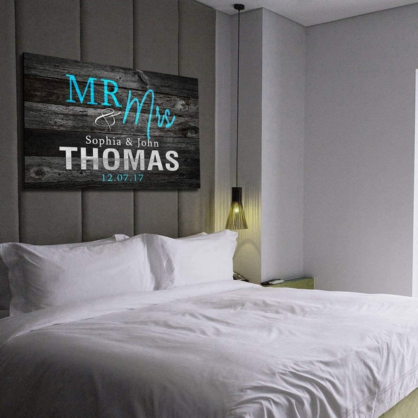 Personalized Mr. & Mrs. Custom Canvas Wall Art - Perfect Wedding Gift and Family Décor - Handcrafted Wooden Frame - Timeless Expression of Love