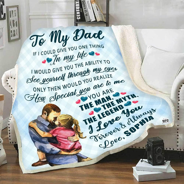 The Man The Myth The Legend, Customized Blanket for Father, with Custom Daughter/Son Name, Gift for Birthday, Father's Day, Thanksgiving, Super Soft and Warm Blanket