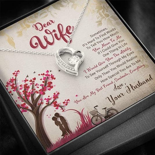 Dear Wife You are My Best Friend, Soulmate and Everything, Pendant for Wife, Gift for Anniversary, Christmas and Valentine's Day, Silver/Golden Heart Shape Pendant for Wife