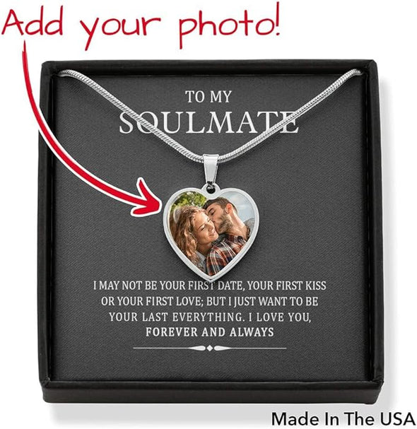 To My Soulmate, Love You Forever and Always, Custom Photo Heart Necklace With Message, Necklace for Wife, Present for Birthday, Anniversary, Christmas Gift