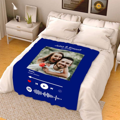 Customized Blankets for Couples, Best Gift for Anniversary, Valentine's Day, Birthday, Custom Gift with Name and Date, Soundwave Printed, Super Soft and Cozy Blanket