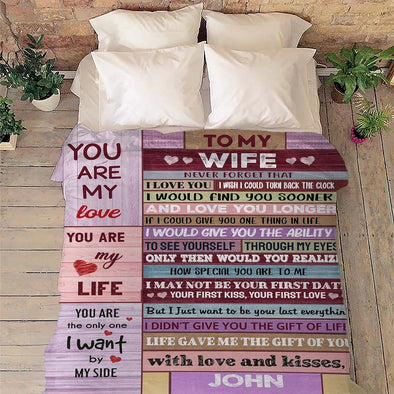 Custom Name Blanket for Wife, Gift from Husband for Anniversary, Birthday, Thanksgiving, Christmas, to My Wife You are My Love Best and Premium Quality Super Soft and Warm Blanket, Printed in USA
