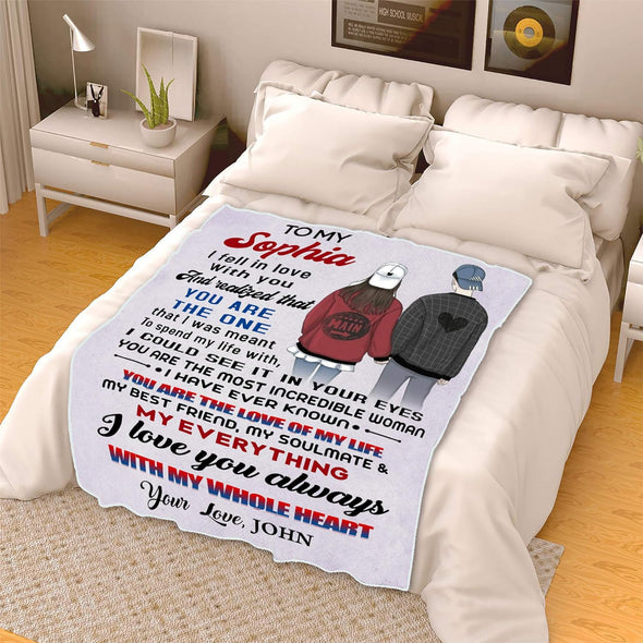 I Fell in Love with You, Customized Fleece Blankets for Couples, Best Gift for Your Life Partner with Quotes, Valentine's Day Gifts, Birthday Gift, Super Soft and Cozy Blanket