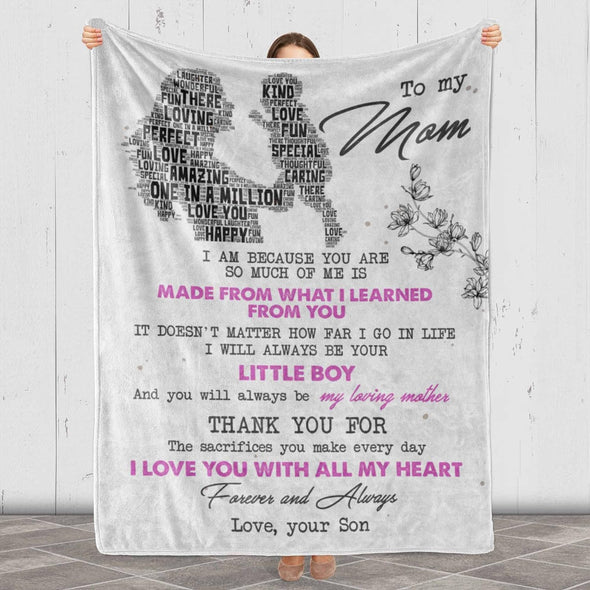 Customized Blanket for Mom, Thank You for The Sacrifices You Make Every Day, Mothers Day Gift from Son/Daughter, Perfect Gift for all occasions Birthday, Thanksgiving, Christmas