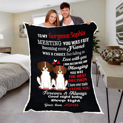 Customized Blanket for Couple, with Partner's Name and with Quotes, Wedding Gift, Valentine's Day Gift Supersoft Blanket