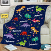 Customized Name Blanket for Kids, Cartoon Dinosaur Design from Family, Friends, Relatives, Gift for Birthday, Thanksgiving, Christmas, Festivals, Proudly Shipped from USA Fleece or Sherpa Blanket