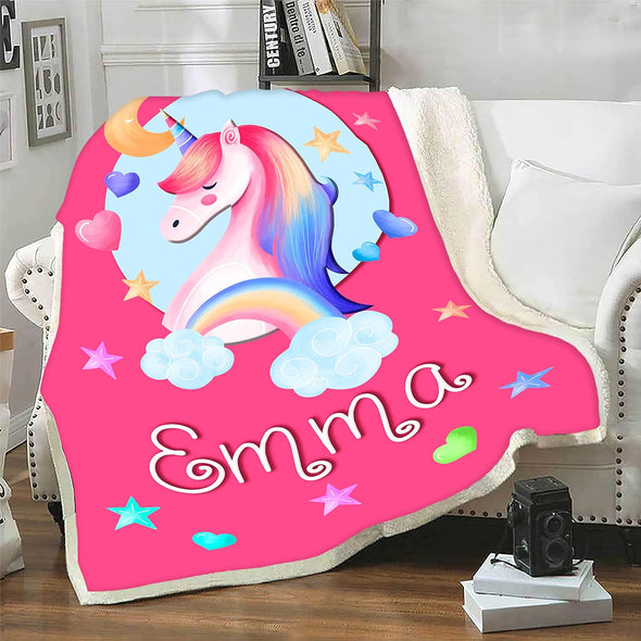 Personalized Unicorn Throw Blanket for Girls - Soft Fleece Toddler Blanket, Perfect Bedroom Décor & Custom Birthday Gift with Name - Printed in USA