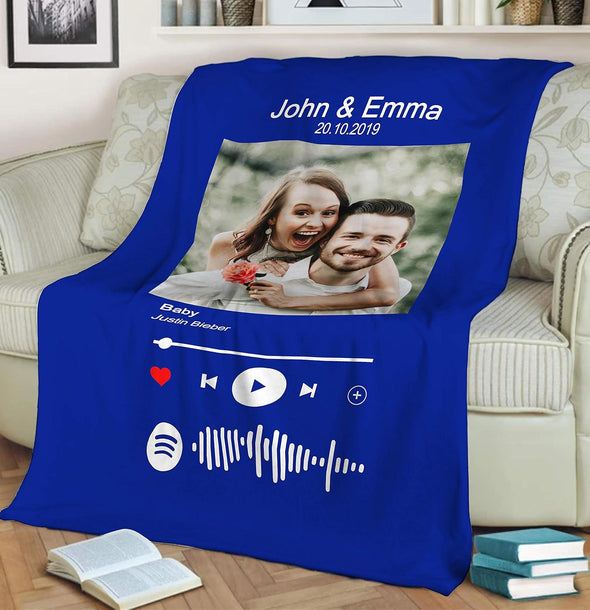 Customized Blankets for Couples, Best Gift for Anniversary, Valentine's Day, Birthday, Custom Gift with Name and Date, Soundwave Printed, Super Soft and Cozy Blanket