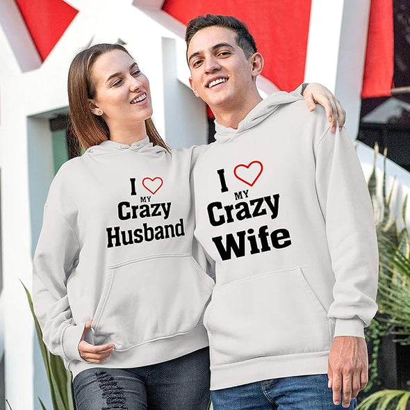 I Love My Crazy Husband Wife Hoodie, Unisex Hoodies For Couples