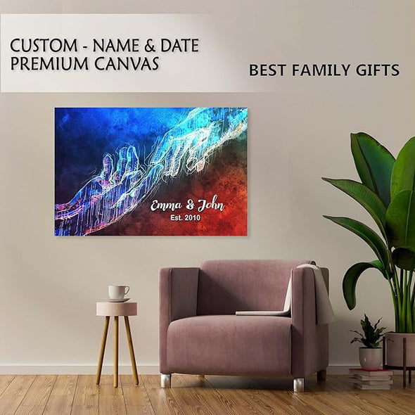 Best Family Gifts Couple Canvas, Customized Name & Est. Canvas for Couple, Wooden Frame Canvas Décor Gift for Birthday, Anniversary, Valentine's Day, Made in USA