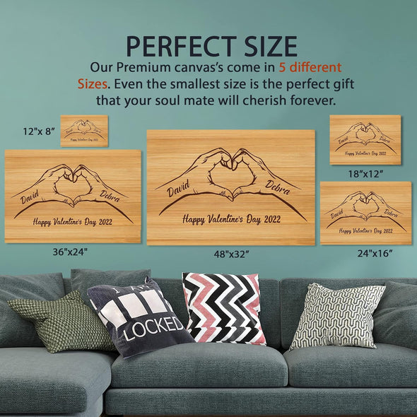 Personalized Heart Canvas - Celebrate Love with Custom Names and Text! Perfect for Couples, Birthdays, Weddings, and More! Ready to Hang Wall Art for a Memorable Gift