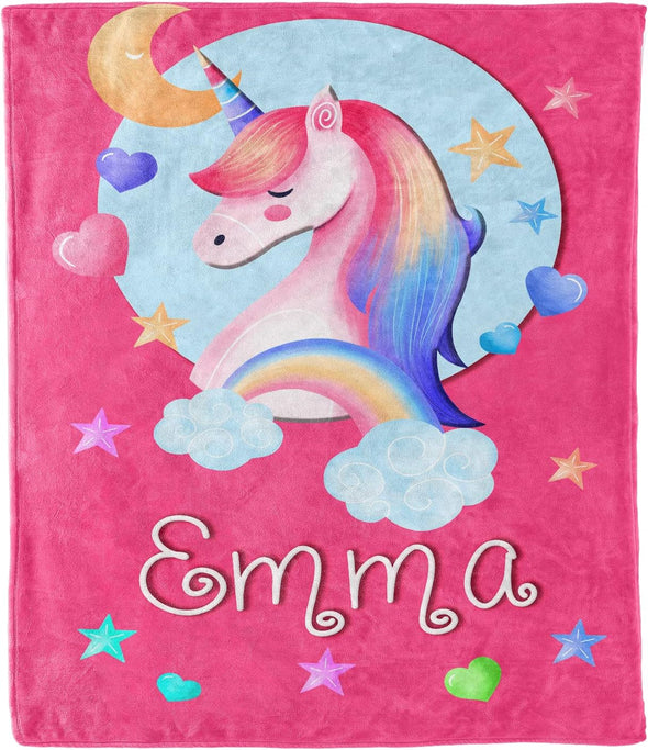 Personalized Unicorn Throw Blanket for Girls - Soft Fleece Toddler Blanket, Perfect Bedroom Décor & Custom Birthday Gift with Name - Printed in USA