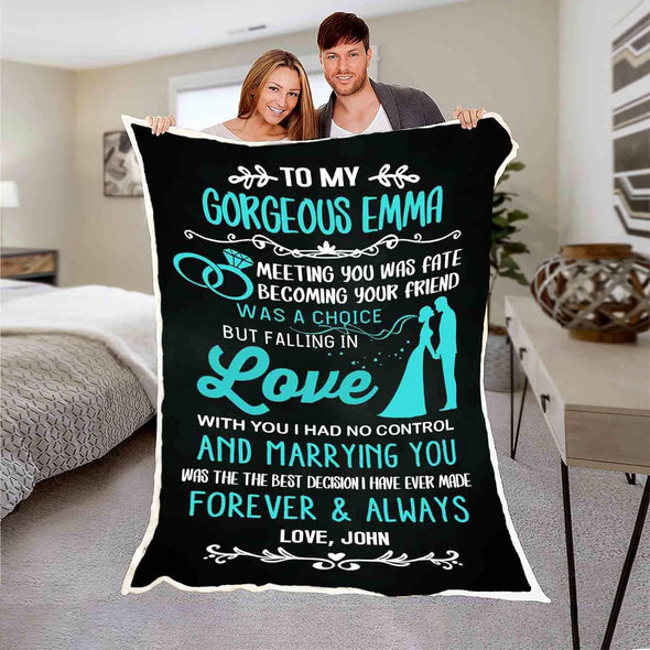 Meeting You Was Fate, Customized Premium Quality Fleece Blanket for Couples, Best Gift for Love Partner with Quote, Wedding anniversary, Valentine's day, Birthday, Supersoft Cozy Blanket