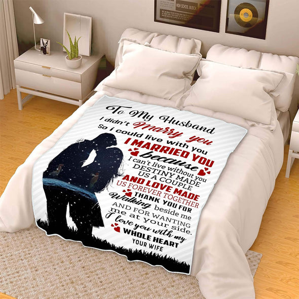 Destiny Made Us A Couple and Love Made Us Forever Together, Premium Fleece Blanket for Your Husband with Quotes, Valentine Birthday, Cozy Blanket