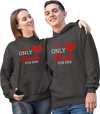 My Heart Only Beats For Him Her, Unisex Hoodies For Couples