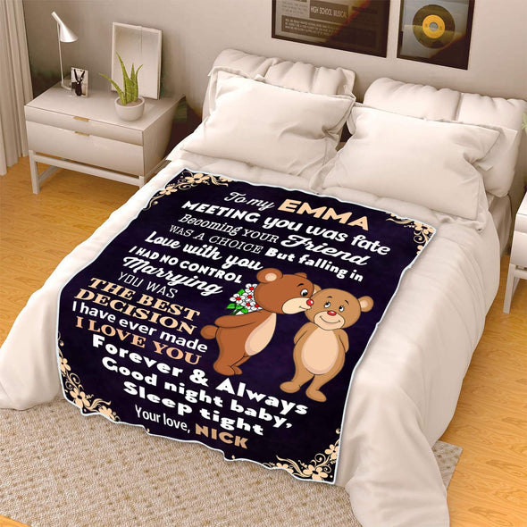 Customized Blanket for Couple, with Partner's Name and with Quotes, Wedding Gift, Valentine's Day Gift Super Soft and Cozy Blanket