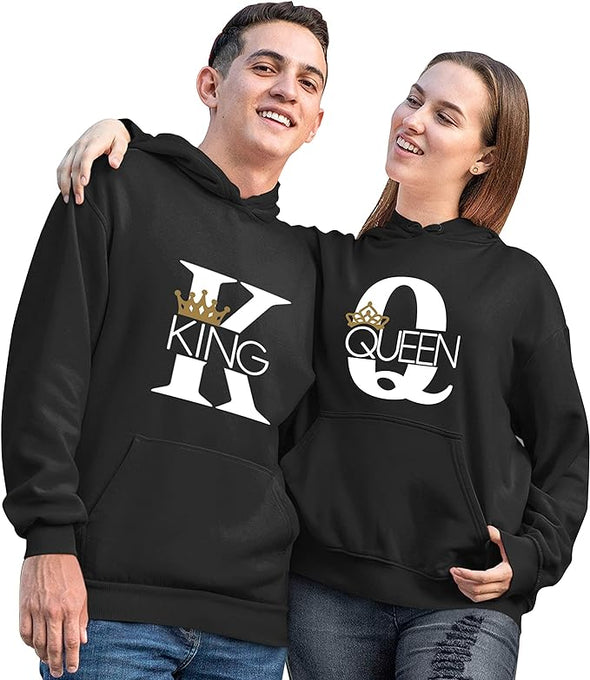 King Queen Couple Hoodies, His Her Gifts, Unisex Hoodies, For Couples