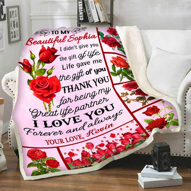Life Gave Me The Gift of You, Customized Fleece Blankets for Couples, Best Gift for Your Life Partner with Quotes, Valentine's Day, Birthday Gift, Super Soft and Cozy Blanket
