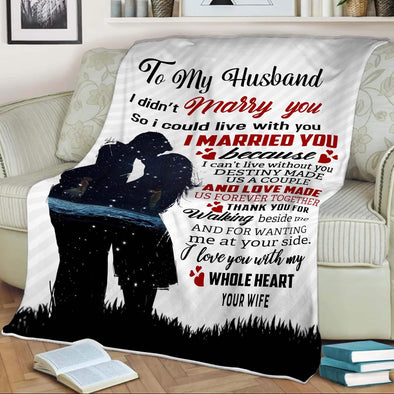 Destiny Made Us A Couple and Love Made Us Forever Together, Premium Fleece Blanket for Your Husband with Quotes, Valentine Birthday, Cozy Blanket