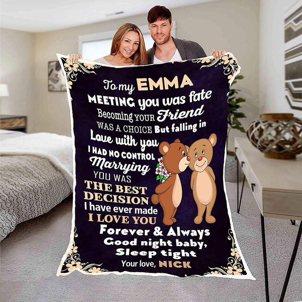 Customized Blanket for Couple, with Partner's Name and with Quotes, Wedding Gift, Valentine's Day Gift Super Soft and Cozy Blanket