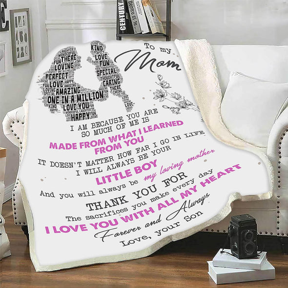 Customized Blanket for Mom, Thank You for The Sacrifices You Make Every Day, Mothers Day Gift from Son/Daughter, Perfect Gift for all occasions Birthday, Thanksgiving, Christmas
