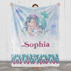 Customized Name Blanket for Kids, Cartoon Mermaid Design from Family, Friends, Relatives, Gift for Birthday, Thanksgiving, Christmas, Festivals, Proudly Shipped from USA Fleece or Sherpa Blanket