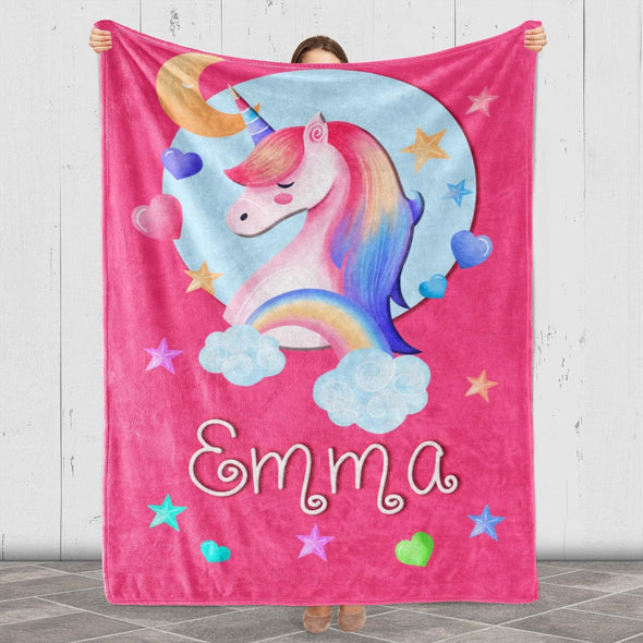 Personalized Unicorn Throw Blanket for Girls - Soft Fleece Toddler Blanket, Perfect Bedroom Décor & Custom Birthday Gift with Name - Printed in USA