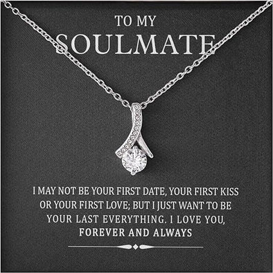 To My Soulmate, Alluring Beauty Necklace for Wife/Girlfriend, Necklace for Women, Gift for Valentine's Day, Christmas, Birthdays, Elegant 14k White Gold over Stainless Steel