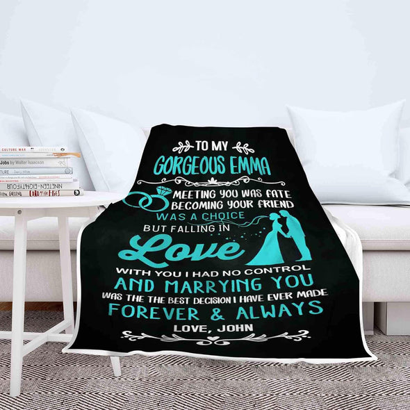 Meeting You Was Fate, Customized Premium Quality Fleece Blanket for Couples, Best Gift for Love Partner with Quote, Wedding anniversary, Valentine's day, Birthday, Supersoft Cozy Blanket